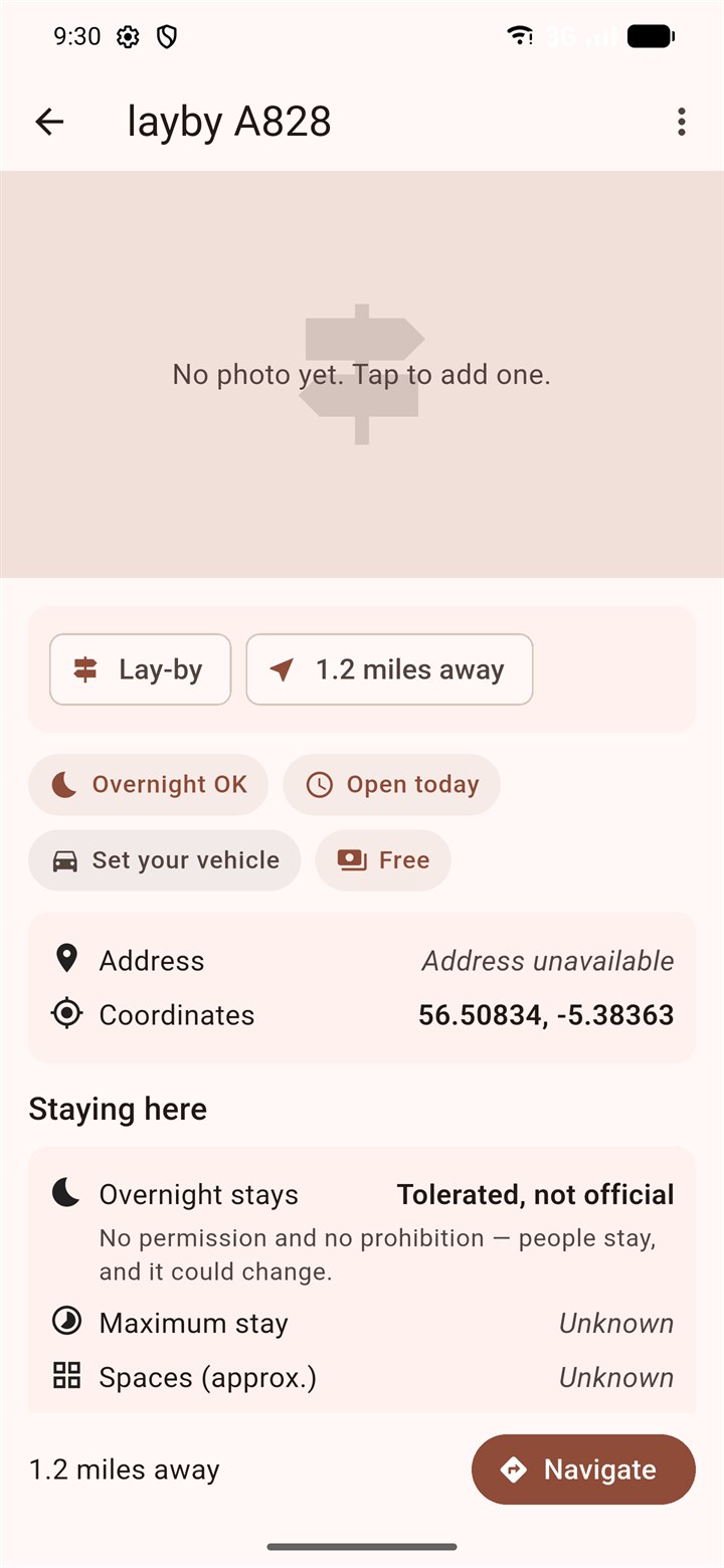 A stopover's details: overnight OK, open today, free, and what staying there is like